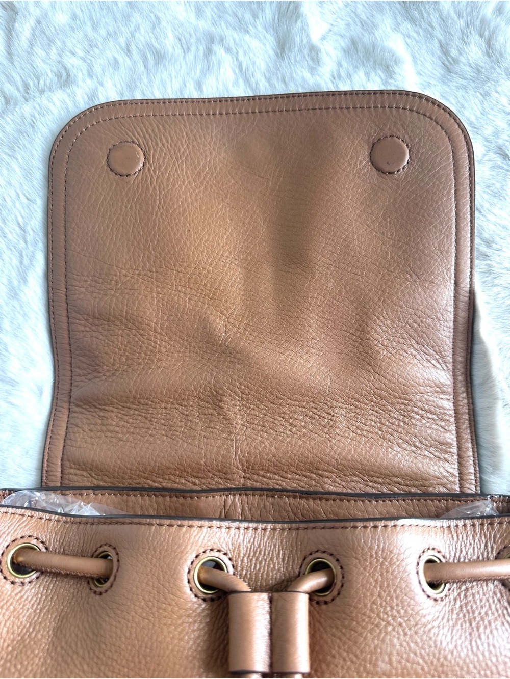 Tory Burch Frances Saddle Bag pebbled leather brown tassel - Picture 15 of 17